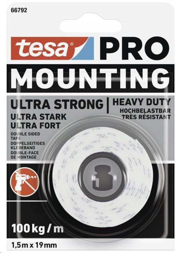 Tesa TASMA MONTAZ. INDUSTR. PIAN. 1.5M:19MM PRO ULTRA STRONG