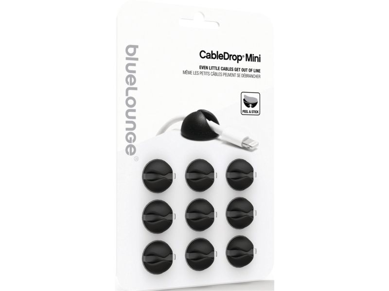 Bluelounge CableDrop Mini - Kabelklämmor - svart (paket om 9) | EL Artiklar - Vägar & tillägg - Övriga | GameStuff