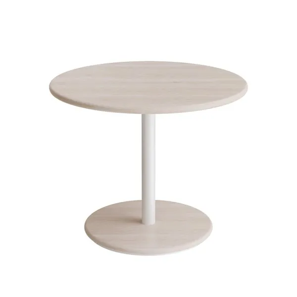 Pöytä Donut, Ø700 mm, korkeus 570 mm, valkoinen pigmentoitu saarni valkoisella alustalla kiiltävä 10