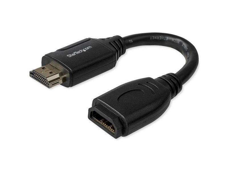 Startech.Com 6In High Speed Hdmi Port Saver Cable With 4K 60Hz - Short Hdmi 2.0 Male To Female Adapter Cable - Port Extender (Hd2mf6inl) - Hdmi-Forlæ