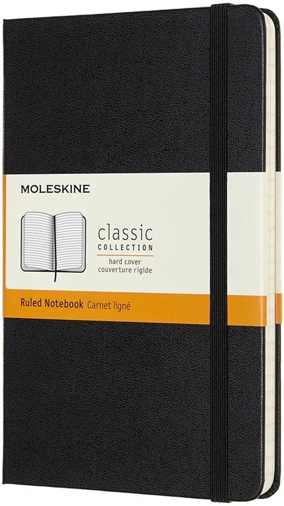 Moleskine Classic, Monokromatisk, Sort, 208 ark, 70 g/m2, Linieret papir, Indbundet