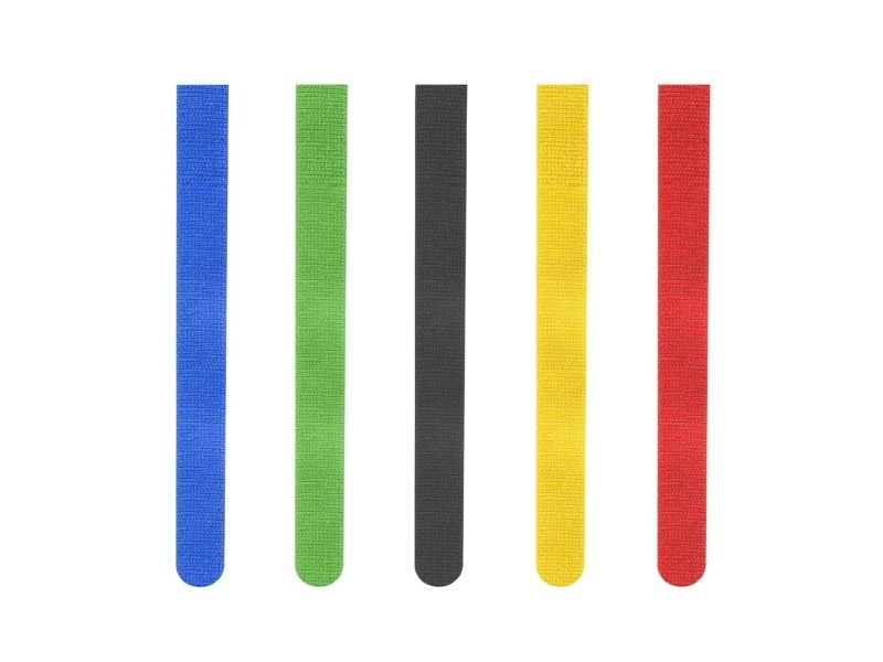 Hama 00221004, Kabelbinder Mit Klettverschluss, Nylon, Schwarz, Blau, Grün, Rot, Gelb, 6 Cm, -40 - 85 °C, 215 Mm