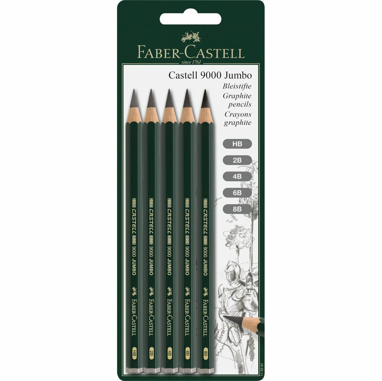 Faber-Castell 119397, Multi, Grün, Hexagonal, Sichtverpackung, 5 Stück(E)