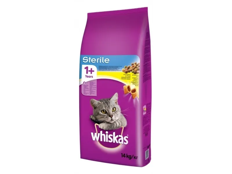Whiskas STERILE Tørrfôr voksen katt, Kylling 14 kg