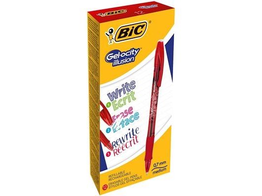 BIC Gel-ocity illusion, Lukket gelepen, Rød, Rød, Ambidextrous, Mellem, 0,3 mm