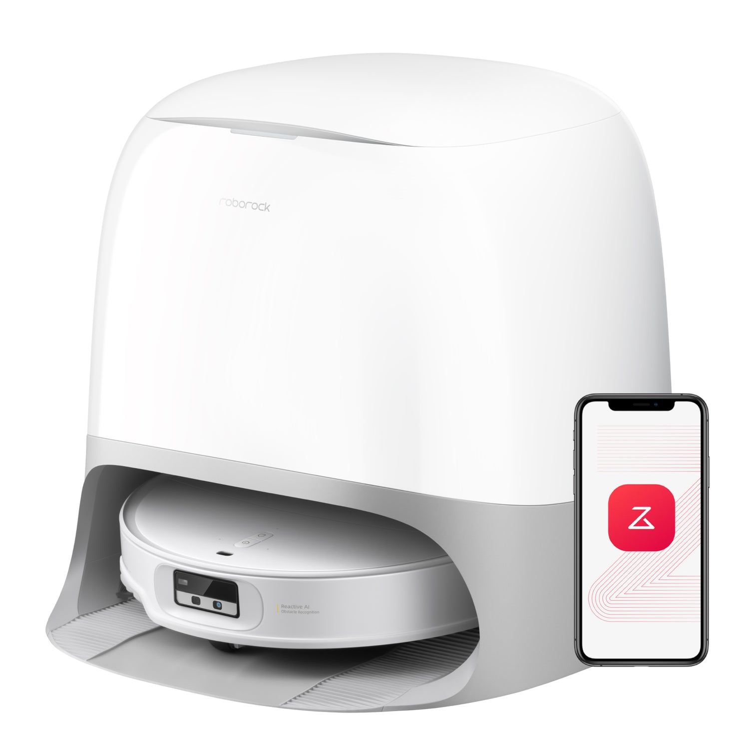Roborock Qrevo CurvX robotstøvsuger med gulvvask, appstyring og ladestation - hvid