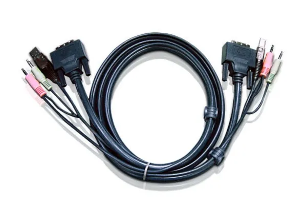 ATEN 2L-7D03UD - Video/USB/ljud-kabel - USB, mini-phone stereo 3.5 mm, DVI-D (hane) till USB, mini-phone stereo 3.5 mm, DVI-D (hane) - 3 m | Datortillbehör - KVM & Switchar - Tillbehör | GameStuff