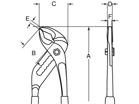 Bahco Vandpumpetang, Slip-joint tænger, 3,5 cm, 9,5 mm, PVC, Orange, 240 mm