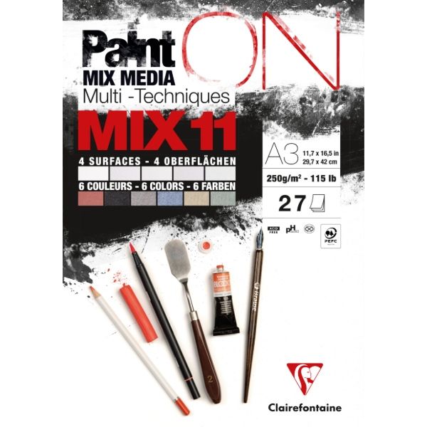 Paint On Blok Mix 11 ( Alle 11 Forskellige Paint On Papirer) 27 Ark I Alt - Str. A3 - 250Gram Papir