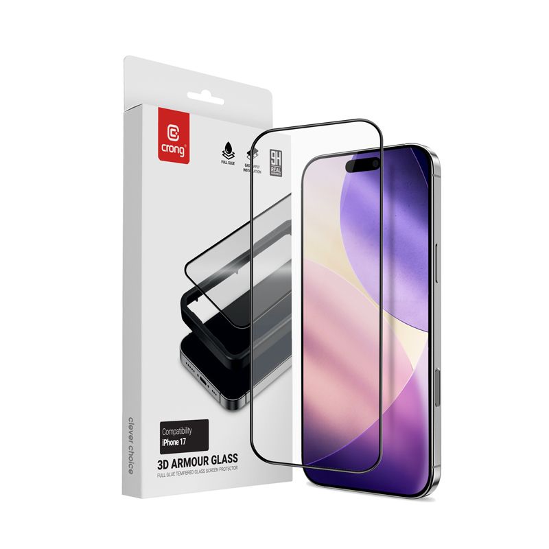 Crong 3D Armour Glass - Gehärtetes Glas Für Iphone 17 + Einbaurahmen