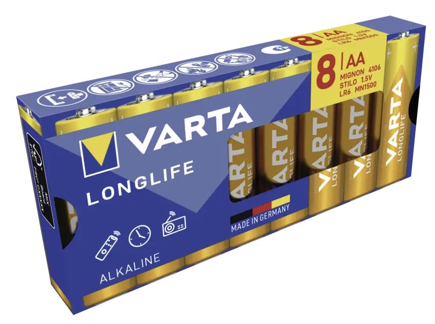 Varta 4106101478, Einwegbatterie, Aa, Alkali, 1,5 V, 8 Stück(E), 115 Mm