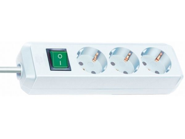 Brennenstuhl Eco-Line - Stikdåse - Output-Stikforbindelser: 3 - 5 M Ledning - Sølvgrå