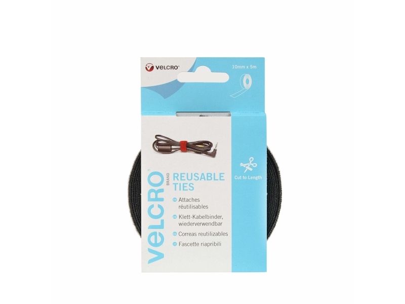 Velcro Vel-Ec60253, Sort, 10 Mm, 5 M, 1 Stk