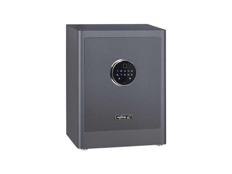 BASI mySafe Premium 450, Fritstående pengeskab, Grå, Kode, Elektronisk, Fingeraftrykslæser, Væg, 1 hylder, Batteri