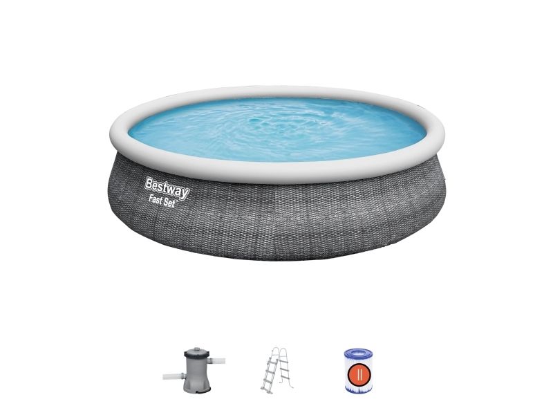 Bestway 57372, 12362 L, Oppustelig pool, Voksen & barn, Stige, Grå, 38,8 kg