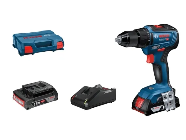 Bosch GSR Professional 18V - 55 - Borr/drivare - sladdlös - 2 hastigheter 13 mm - 55 N·m - 2 batterier