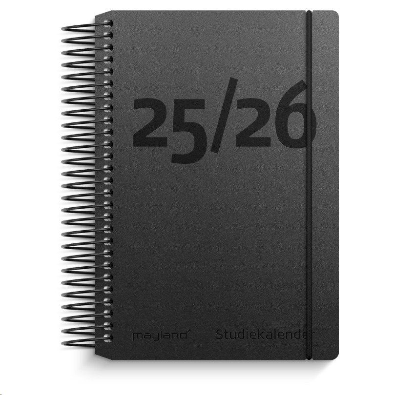 Dagkalender Studie Mini sort genbrugskarton 2025/2026