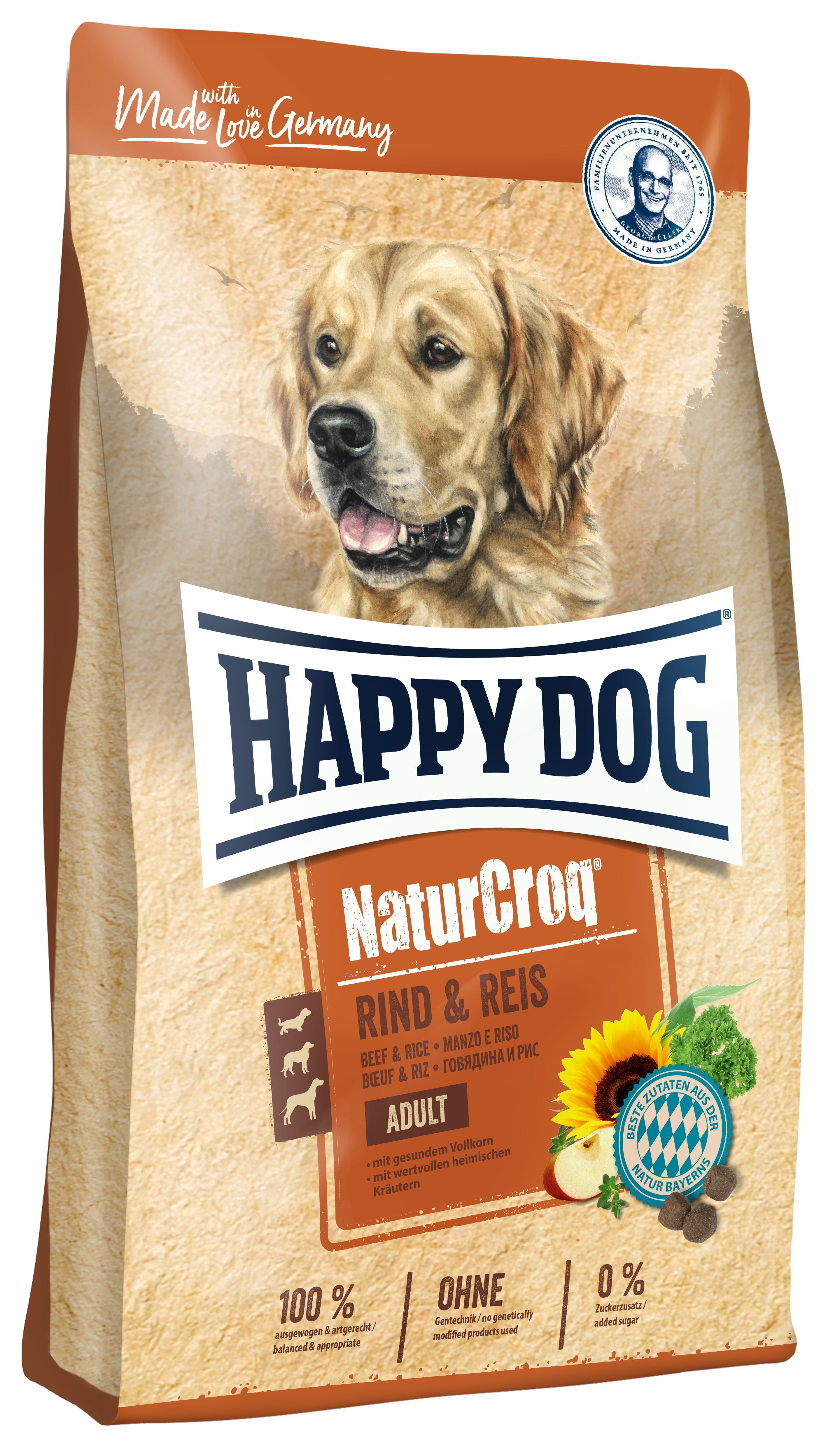 Happy Dog Naturcroq Rind & Reis, Voksen, Bøf, Ris, 1 Kg