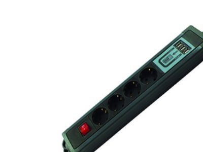 Rev 0014438713, 2,2 M, Indendørs, Vinklet, Sort, Sølv, 4 Ac Stikkontakt(Er), 250 V