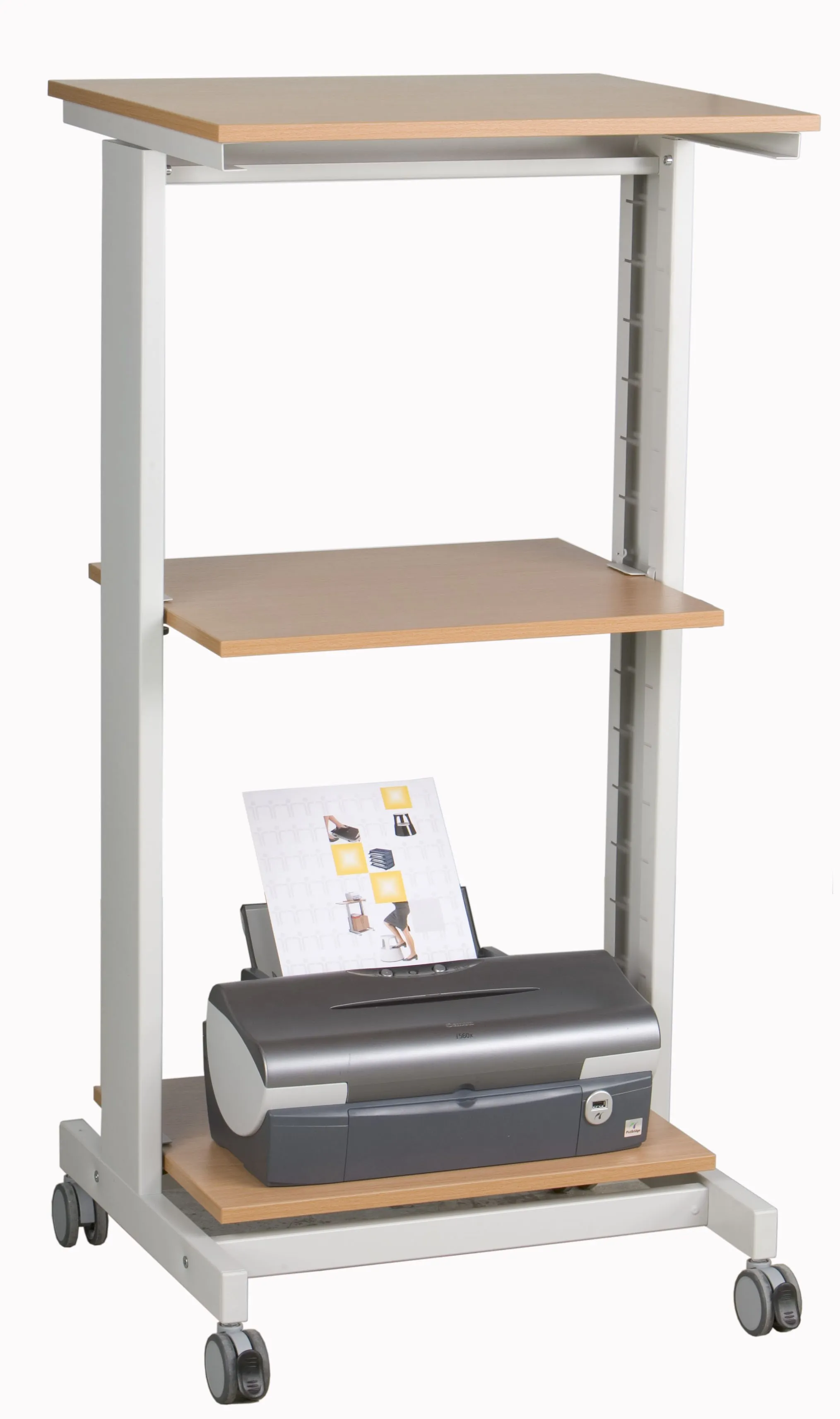 TWIN CLICK MOBIL Printerstand 1 bøg/grå 600x500x1180 mm | Möbler - Bord - Kontorsbord | GameStuff