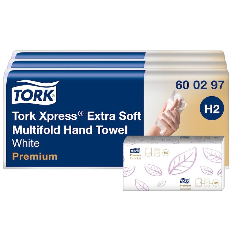 Håndklædeark Tork Xpress® H2 Extra Soft Multifold 2-lag - (3 pakker x 700 stk./karton)