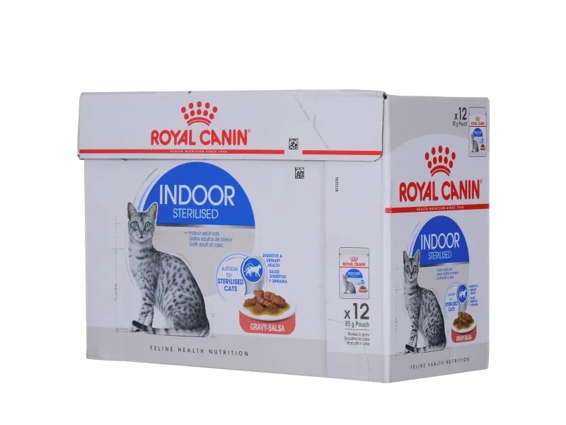 Vådfoder til kat - Royal Canin Indoor Sterilised, bidder i sauce 12×85 g