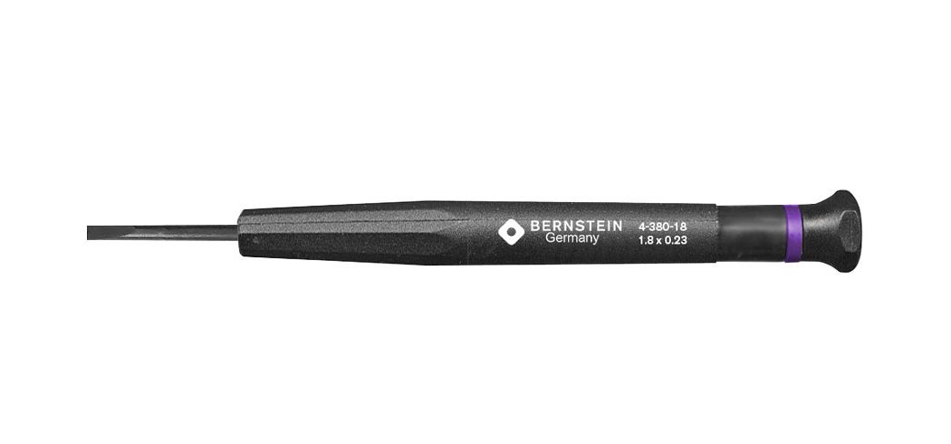 BERNSTEIN Tools for Electronics 4-380-18 Urmager-skruetrækkere Størrelse: 1.8 Klinge-bredde: 1.8 mm
