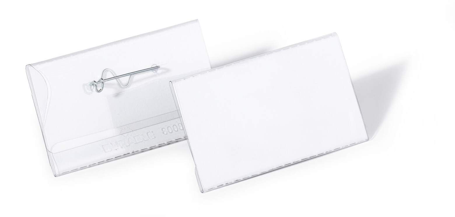 Namensschild 40 x 75 mm mit gebogener Nadel – 100 Stück/Packung