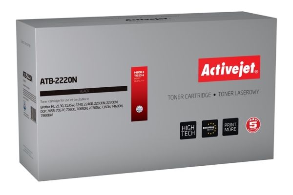 Activejet Atb-2220N (Erstatning Brother Tn-2220/Tn-2010 Supreme 2600 Sider Sort), 2600 Sider, Sort, 1 Stk
