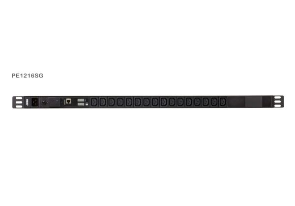 ATEN PE1216SG-AT-G, Basis, Målte, 0U, Sort, LCD, 16 AC stikkontakt(er), C13 forbinder