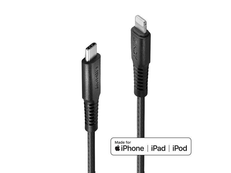 Lindy 31288, 3 M, Lightning, Usb-C, Hanstik, Hanstik, Sort