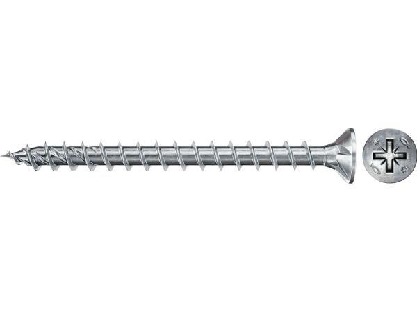 Fischer 670304, Skrue, Zinkbelagt Stål, Træ, Zink, Fuld Tråd, Forsænket Hoved