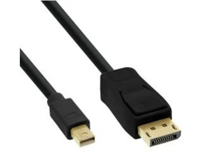 Inline Mini Displayport Zu Displayport Kabel, Schwarz, 1M, 1 M, Mini Displayport, Displayport, Stecker, Stecker, 3840 X 2160 Pixel