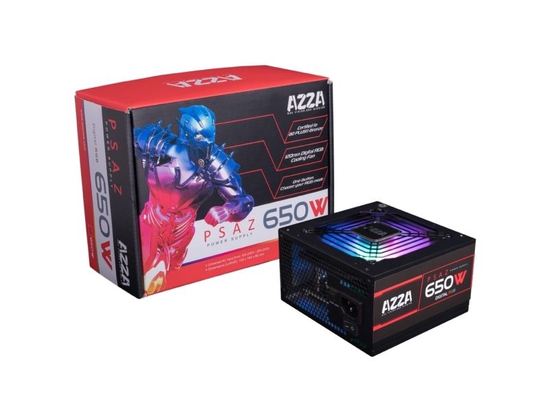 Azza Psaz-650W(Argb), 650 W, 200 - 240 V, 47 - 53 Hz, 100 W, 576 W