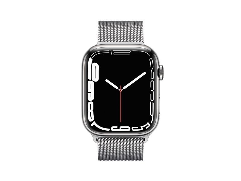 Apple Watch Series 7 (Gps + Cellular) - 45 Mm - Sølv Rustfrit Stål - Smart Ur Med Milanesisk Løkke - Rustfrit Stål - Sølv - Håndledsstørrelse: 150-20