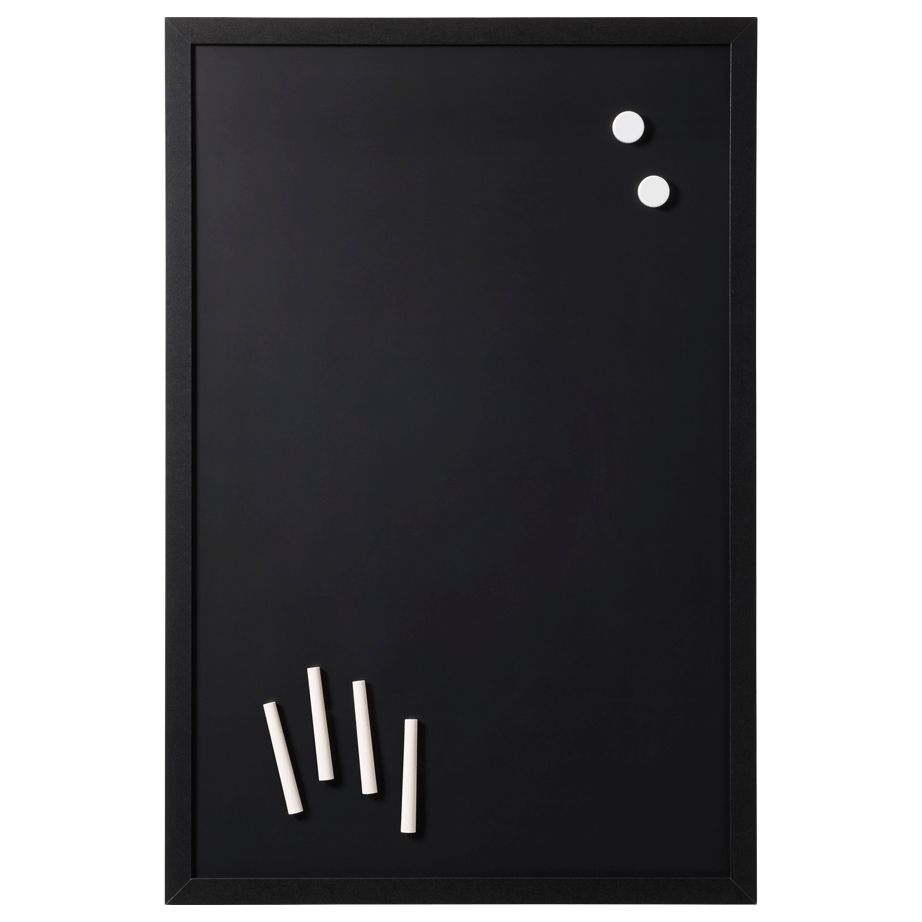 60 x 40 cm. Magnetisk kridttavle med sort ramme