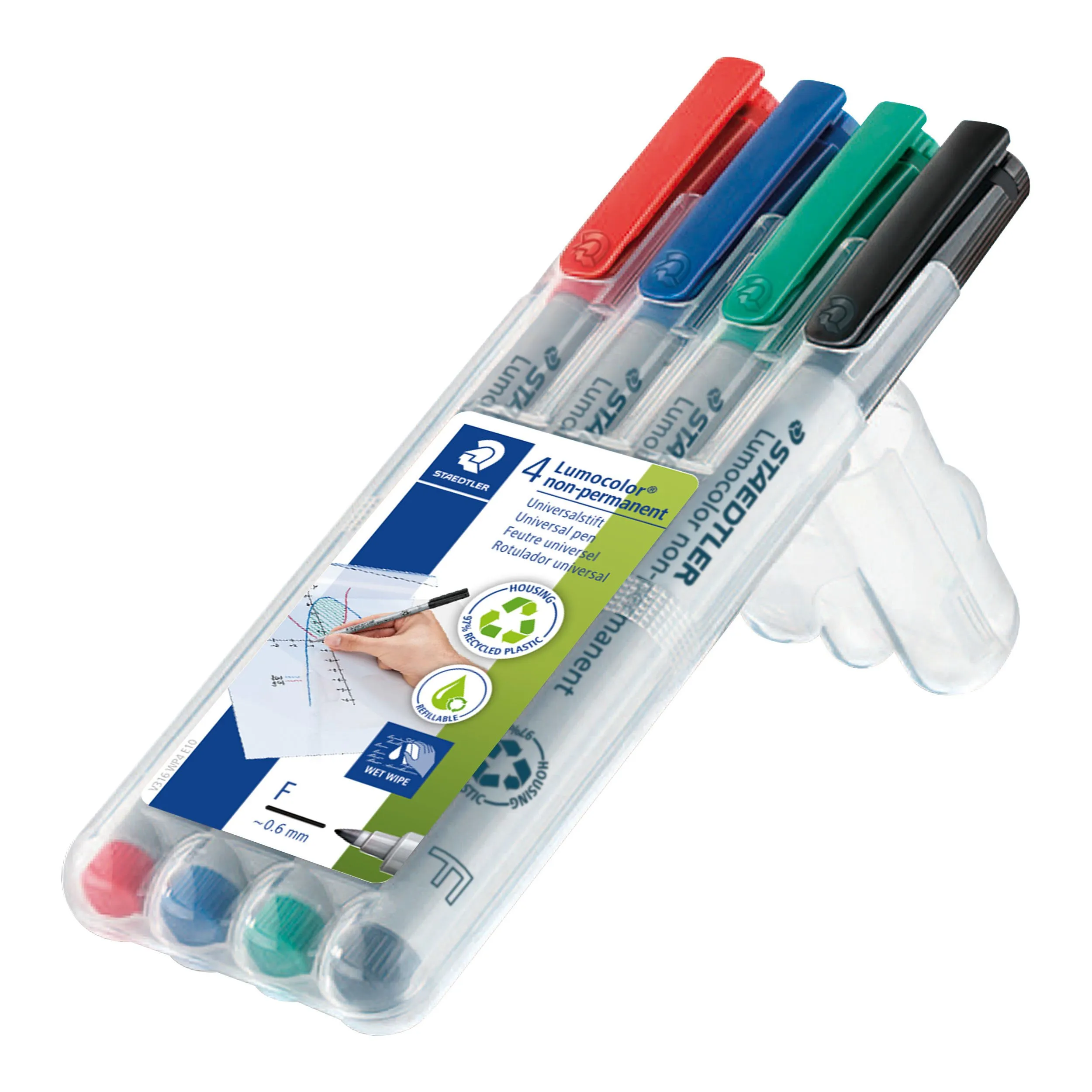Universalpenna Staedtler Lumocolor 316 fine vattenbaserade ass. färger (box med 4) | Skrivredskap - Märkpennor - Permanent Marker | GameStuff