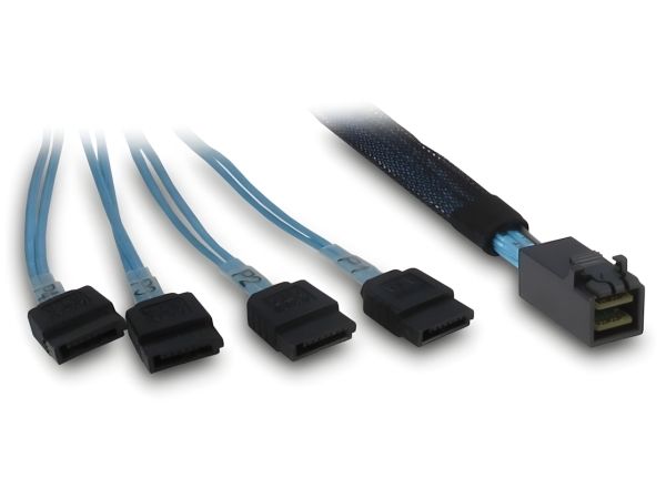 Inter-Tech SFF-8643 - 4x SATA/SAS, 0,7 m, SFF-8643, 4x SATA/ SAS, Lige, Lige, Hanstik/Hunstik