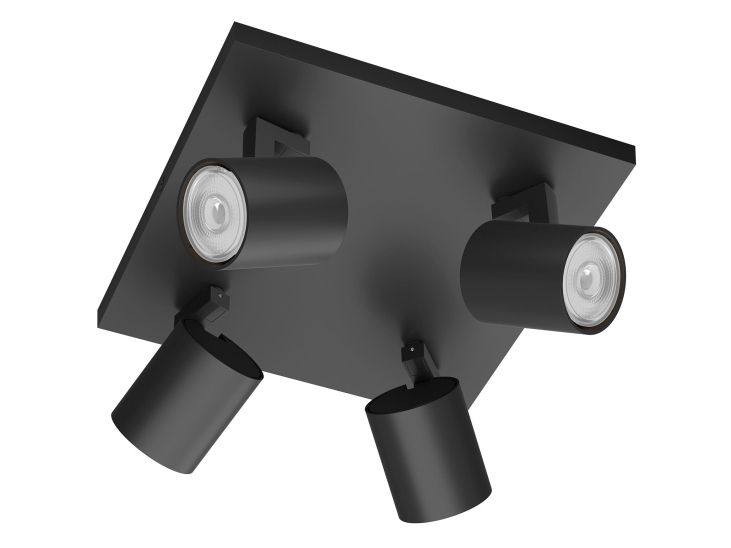 Philips Runner lofts-/vægspot, 4x, Overflade spotlys, GU10, 4 pære(r ), LED, 220-240 V, Sort