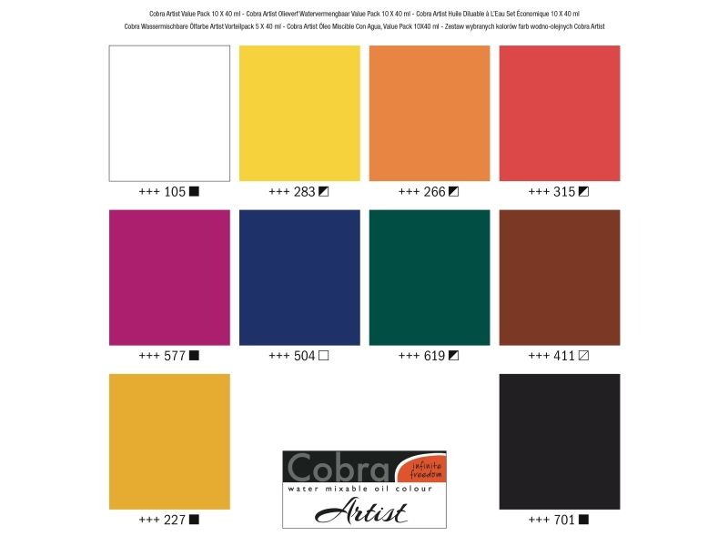Cobra Artist Oil Colour Value Pack | 10 X
