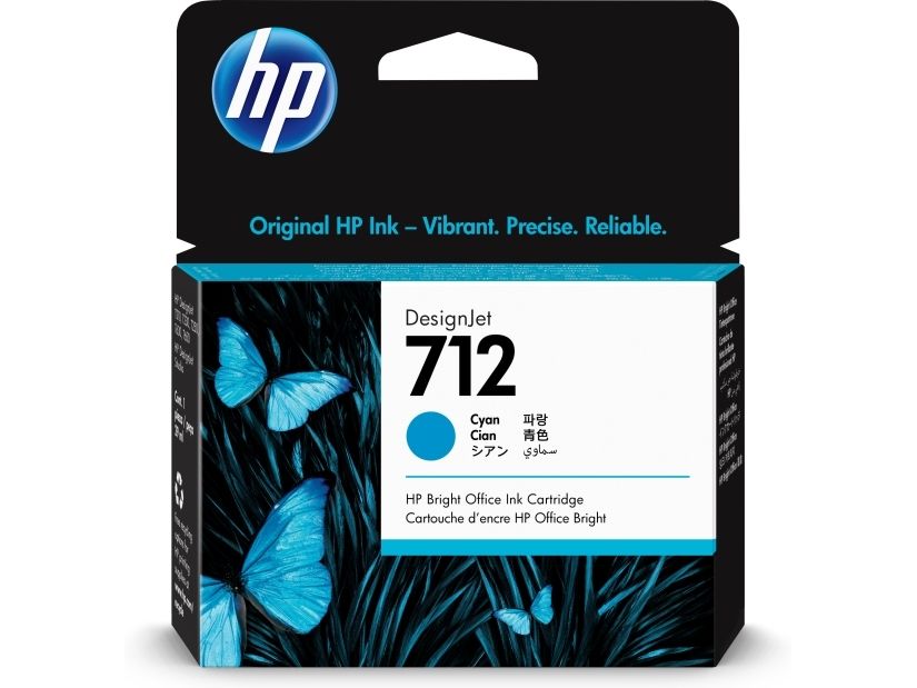 Hp 712 - 29 Ml - Cyan - Original - Designjet - Blækpatron - For Designjet Studio, T210, T230, T250, T630, T650