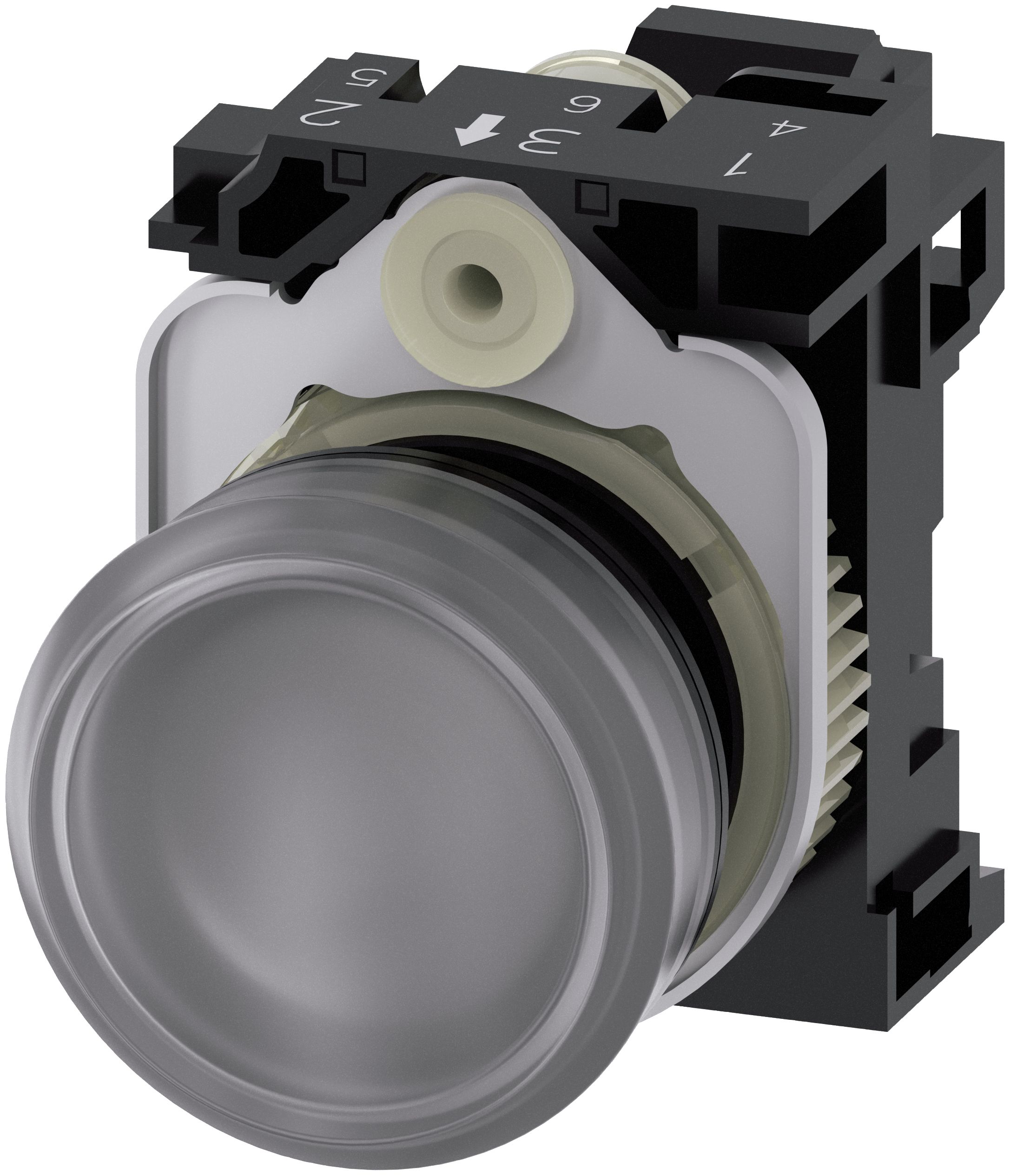 Siemens 3SU1102-6AA70-3AA0 lysindikator, klar linse, glat, gennemsigtig, IP67, IP69K, 40 g, 110 mm, 50 mm, 30 mm