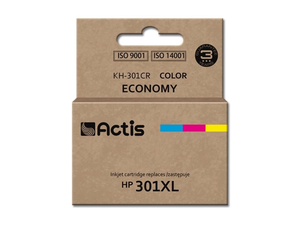 Actis Kh-301Cr Blæk (Erstatning Hp 301Xl Ch564ee Standard 21 Ml Farve), Standard Udbytte, Blå, Magenta, Gul, Farvebaseret Blæk, 18 Ml, 1 Stk, Enkelt