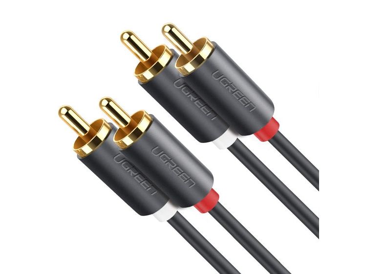 Ugreen 10518, 2 x RCA, Hanstik, 2 x RCA, Hanstik, 2 m, Sort, Guld, Rød, Hvid