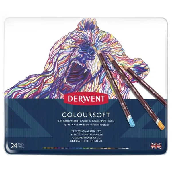 Derwent Coloursoft 24 st plåtlåda | Skrivredskap - Blyertspennor & pencils - Färgpennor | GameStuff