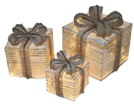 Julpaket med ljus, 3 st, natur, 230V (780-053) | N - A | GameStuff