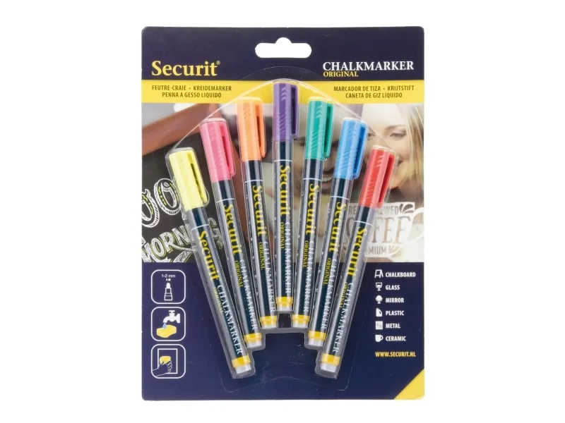 Securit Original SMA100, Blå, Grön, Orange, Rosa, Röd, Violett, Gul, 7 styck | Skrivredskap - Märkpennor - Övriga | GameStuff