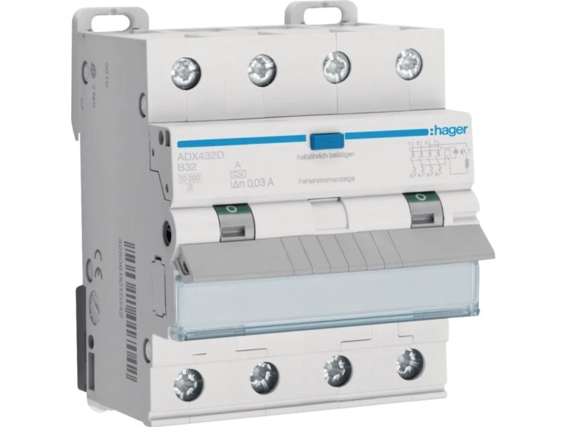 Hager Adx432d, Miniatur-Leistungsschalter, Ip2x