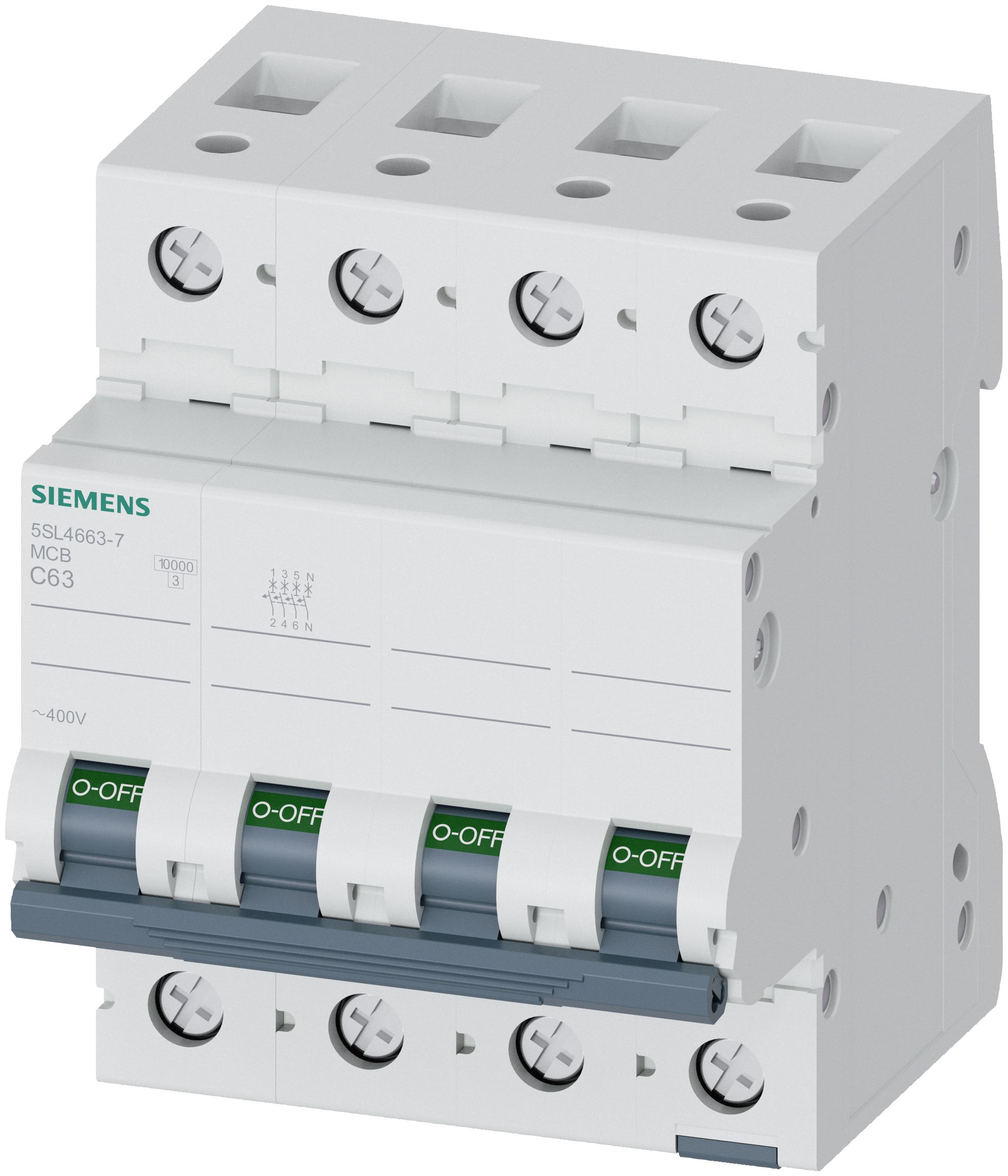 SIEMENS Automatsikring 10KA 3+N-P C 63A