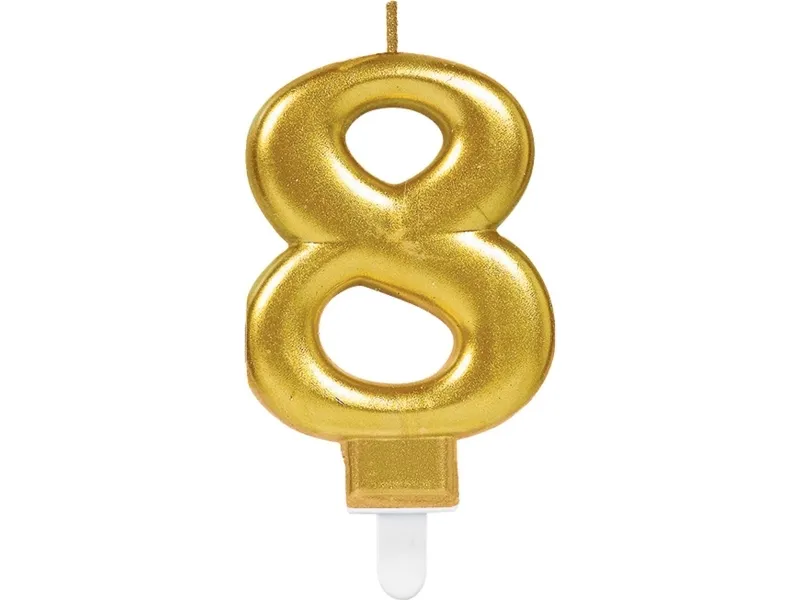 Amscan kagelys tal 0 i metallic guld, 7,5 cm